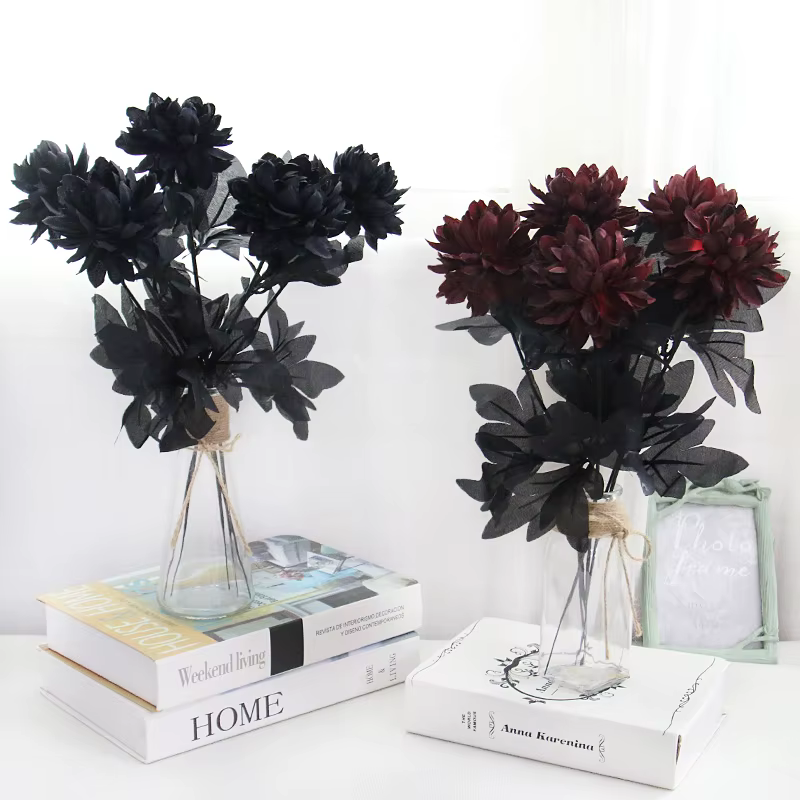 Branche de fleur artificielle Dahlia noire Bourgogne