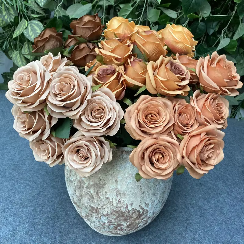 Bouquet de roses artificielles à 9 têtes