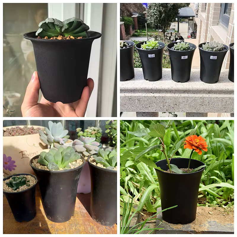 2/5/10 pièces Pot de fleur rond noir boîte de culture épaissie plantes vertes approfondies pot de pépinière de fleurs