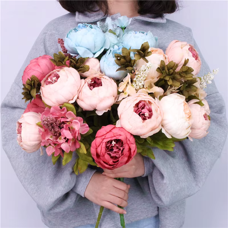 Bouquet de fleurs artificielles européennes en soie de haute qualité