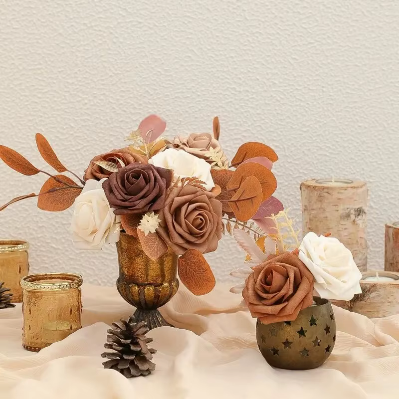 Fleurs Artificielles en Mousse avec Tiges pour Bouquets de Mariage