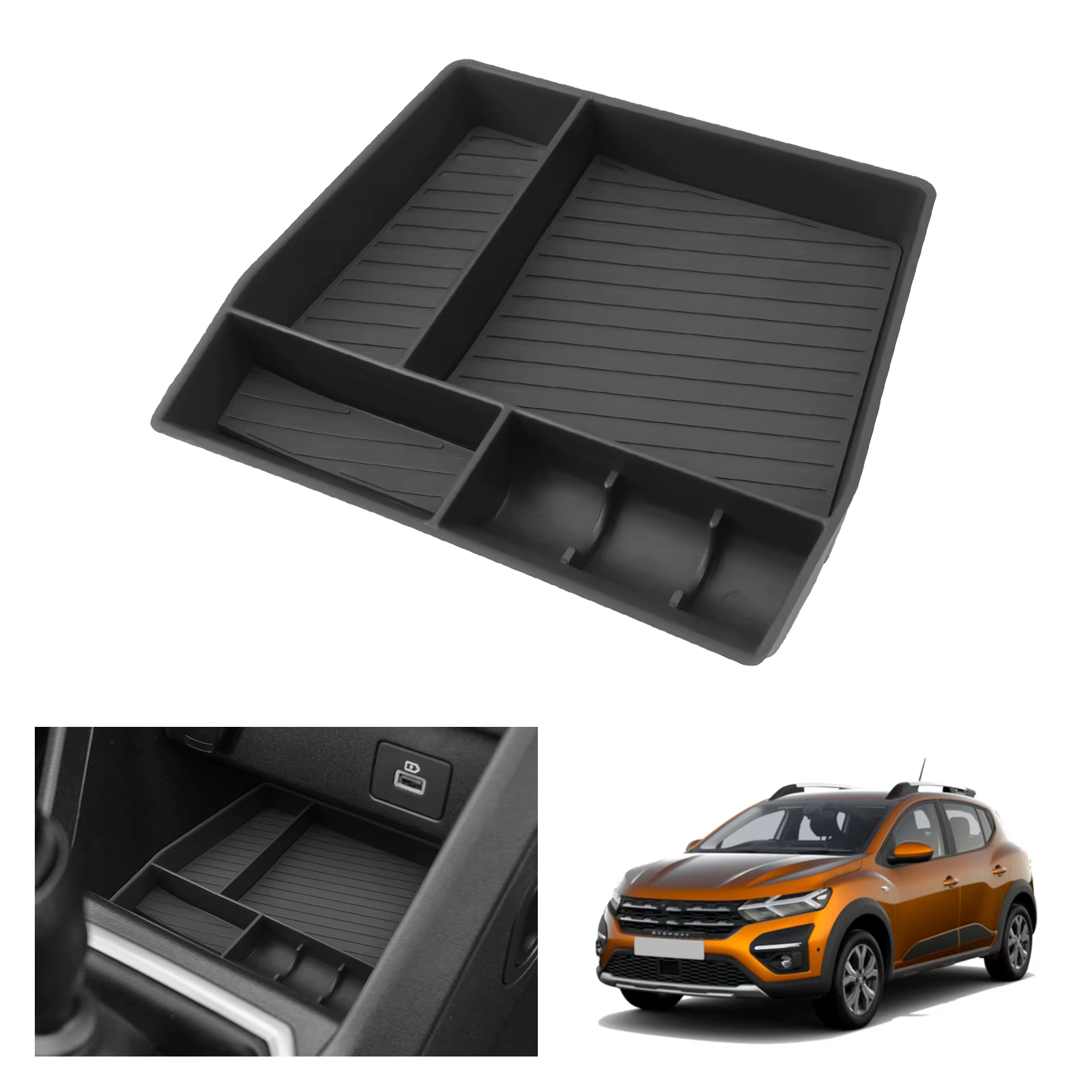 RUIYA pour Dacia Sandero 3 / Sandero Stepway III / Dacia Jogger 2021-2025 Boîte de rangement pour console centrale Auto Dacia Sandero 3 Accessoires
