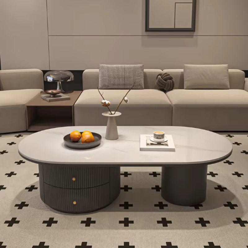 Tiroir blanc Table basse fleur Design luxe salon Table basse bureau bas Mesas De Centro Para Sala accessoires pour la maison