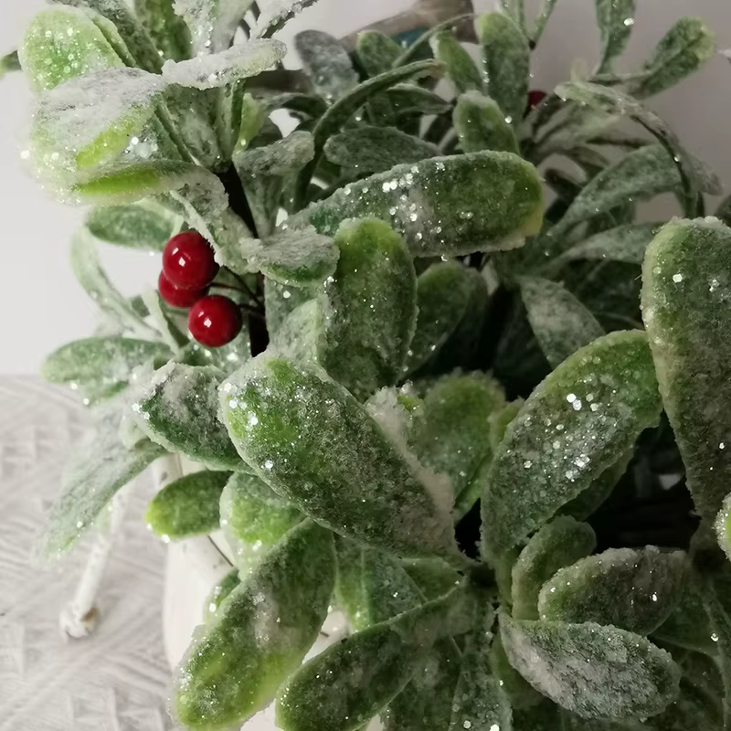 Fleurs Artificielles Givrées pour Décoration de Noël