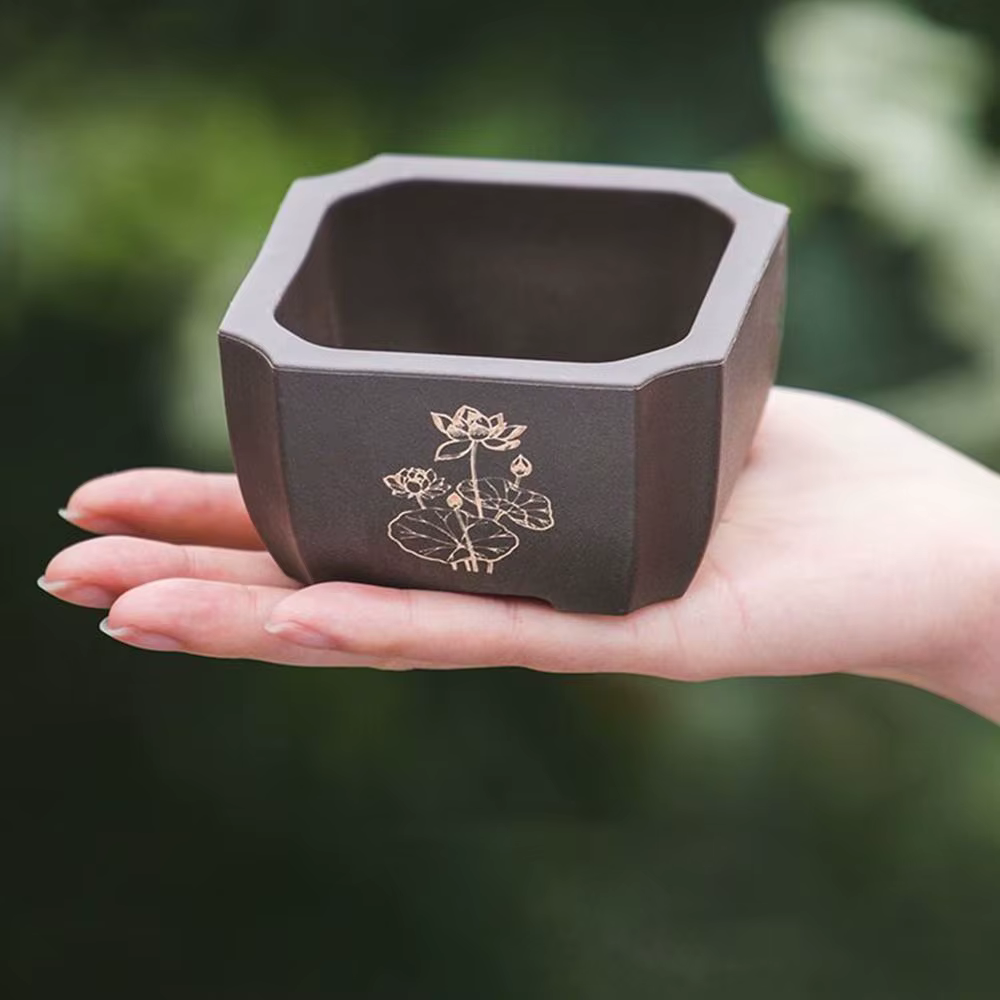 Pot de fleurs créatif en plastique imitation argile violette