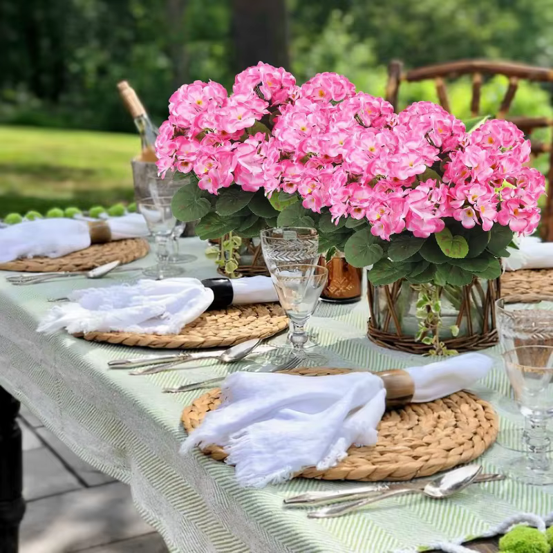 Bouquet de 3 Géraniums Artificiels pour la Décoration Intérieure