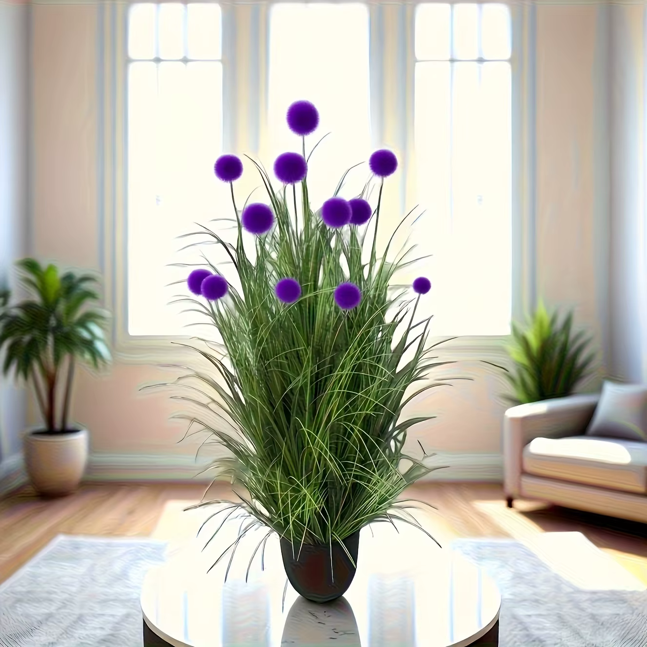 Plantes artificielles en herbe bulbeuse violette