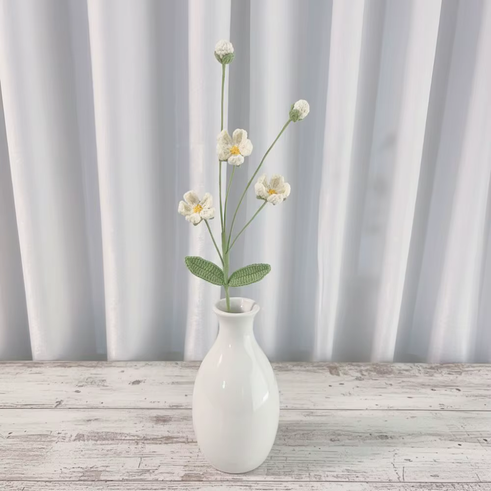 Bouquet de fleurs DIY mignonnes, fleurs au crochet, décoration de mariage et de maison, cadeaux, fleurs tissées à la main, arrangement floral pour la maison