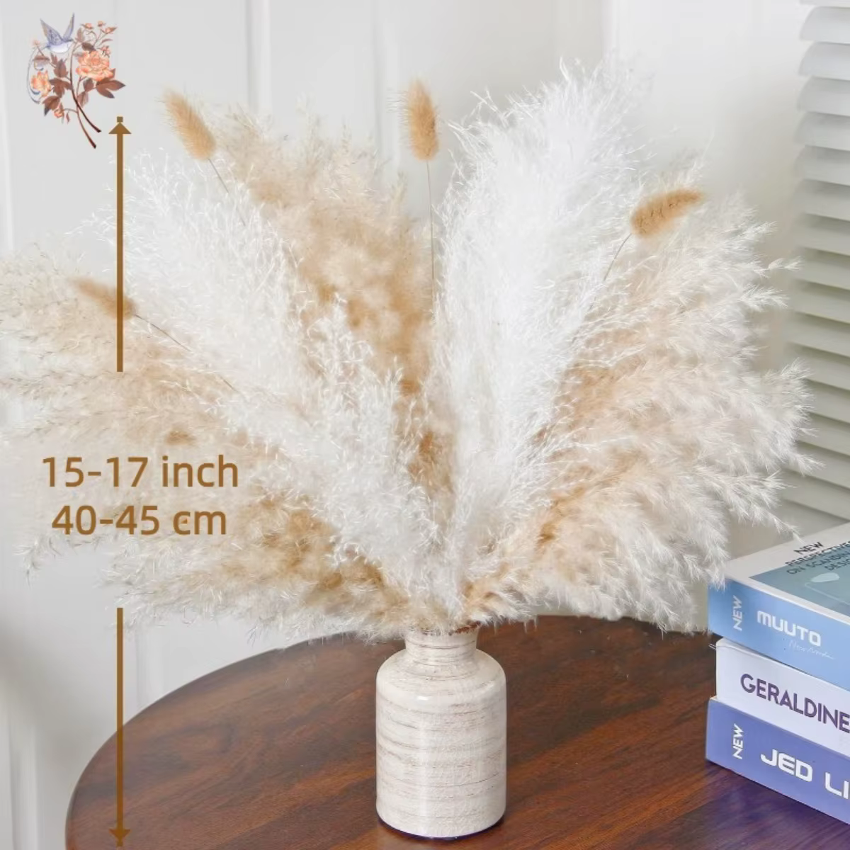 Bouquet de Fleurs de Pampas Sèches Naturelles pour Décoration de Noël