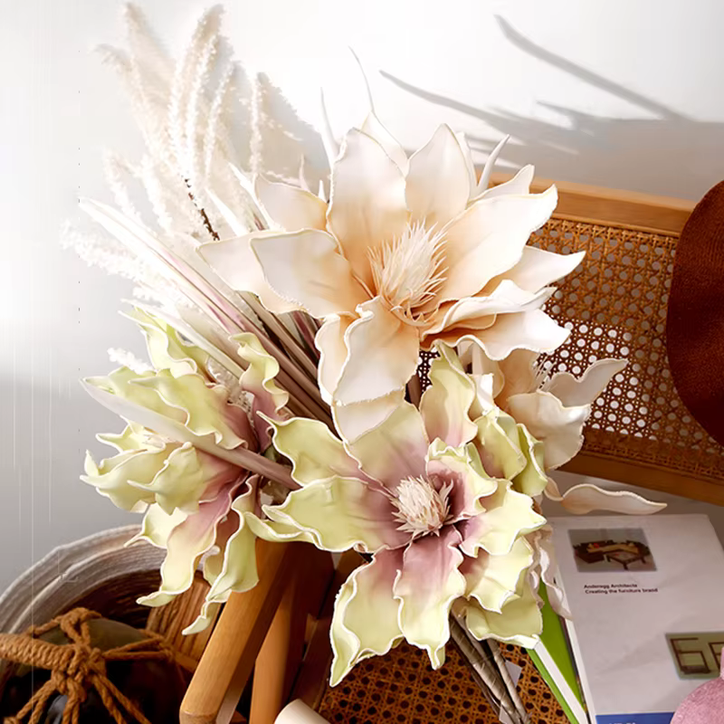 Grandes fleurs artificielles rétro pour décoration de bureau