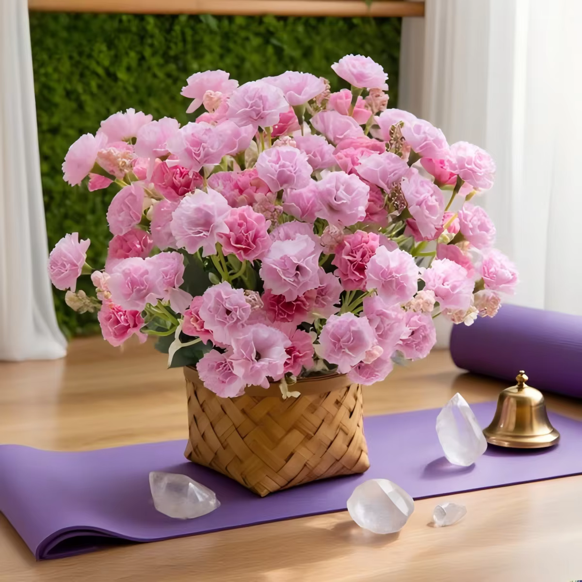 Couronne d'oeillets de fleurs artificielles