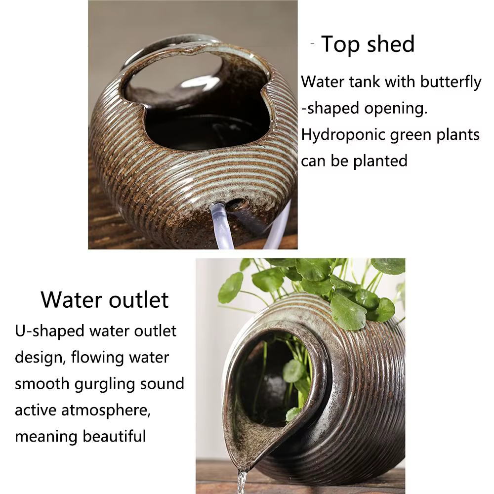 Pot à fleurs en céramique à ouverture supérieure avec circulation d'eau