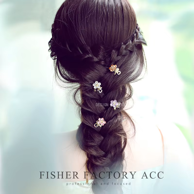 Mini pince à cheveux en strass tchèque motif floral pour femme, barrettes latérales pour franges, pinces à cheveux pour mèches lâches, accessoire de coiffure quotidien