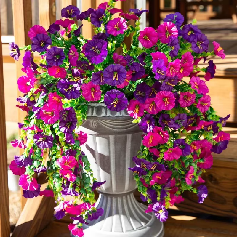 2 pièces fleurs artificielles fausse fleur extérieure maison jardin tenture murale pétrolia plantes