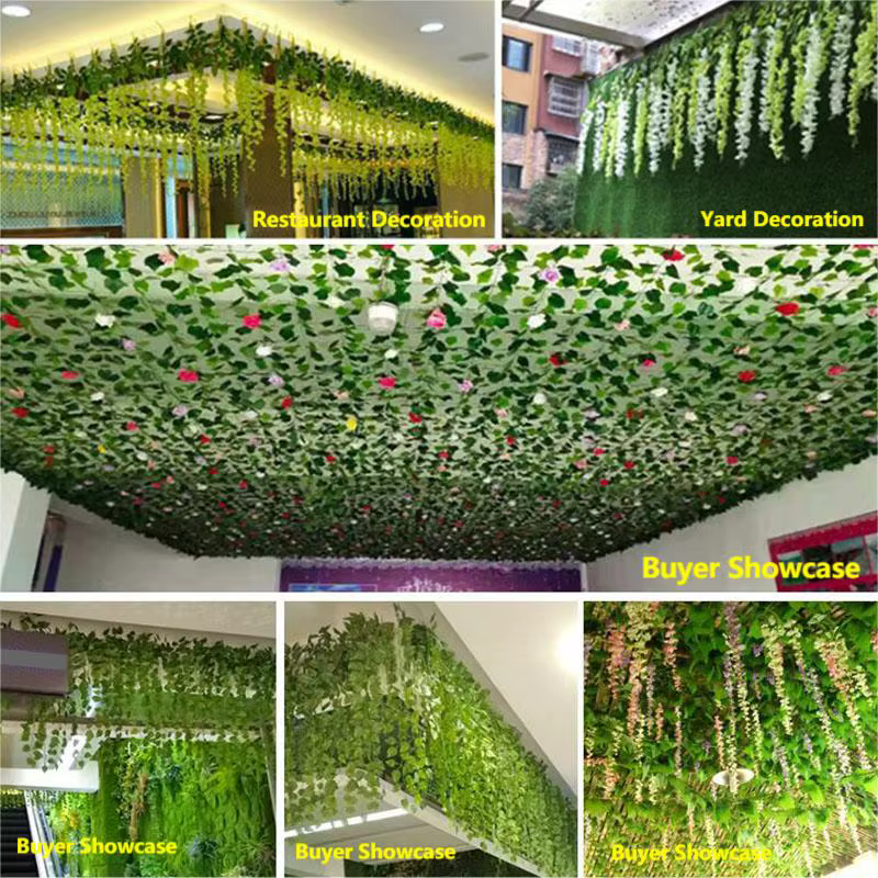 Guirlande de vigne artificielle suspendue de feuilles de lierre vert de 2.1M