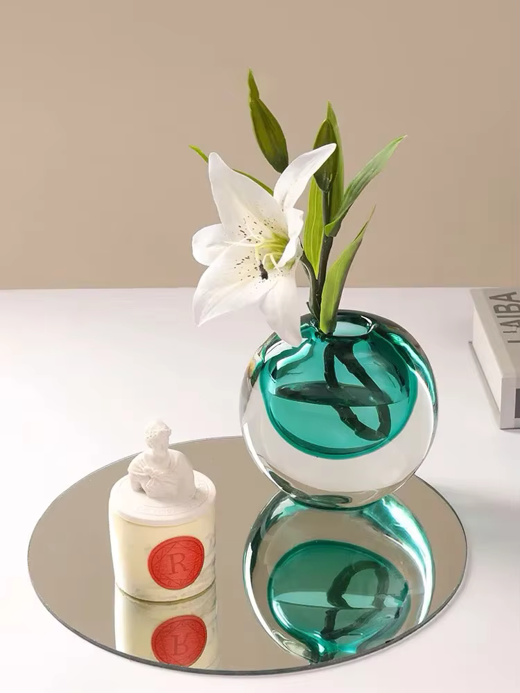 Jarrón moderne Type circulaire Vase à fleurs vitrail spheroïdal Pot de fleur de luxe accessoires pour la maison décoration cadeau Ваз