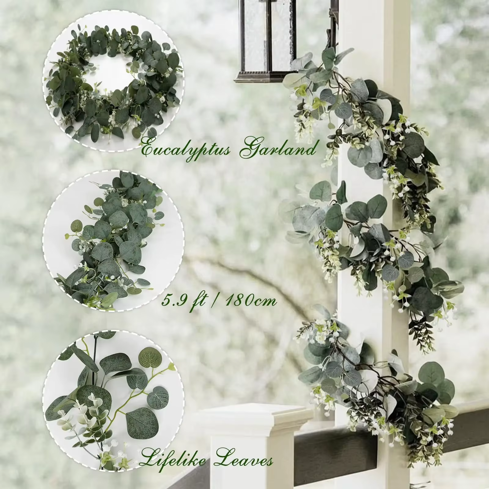 Guirlande de feuilles d'eucalyptus artificielles