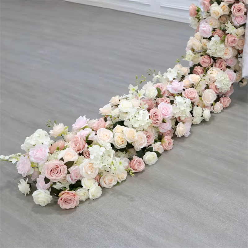 Rangée de fleurs artificielles Uflower 200cm 100cm 50cm – Décoration florale pour centre de table de mariage