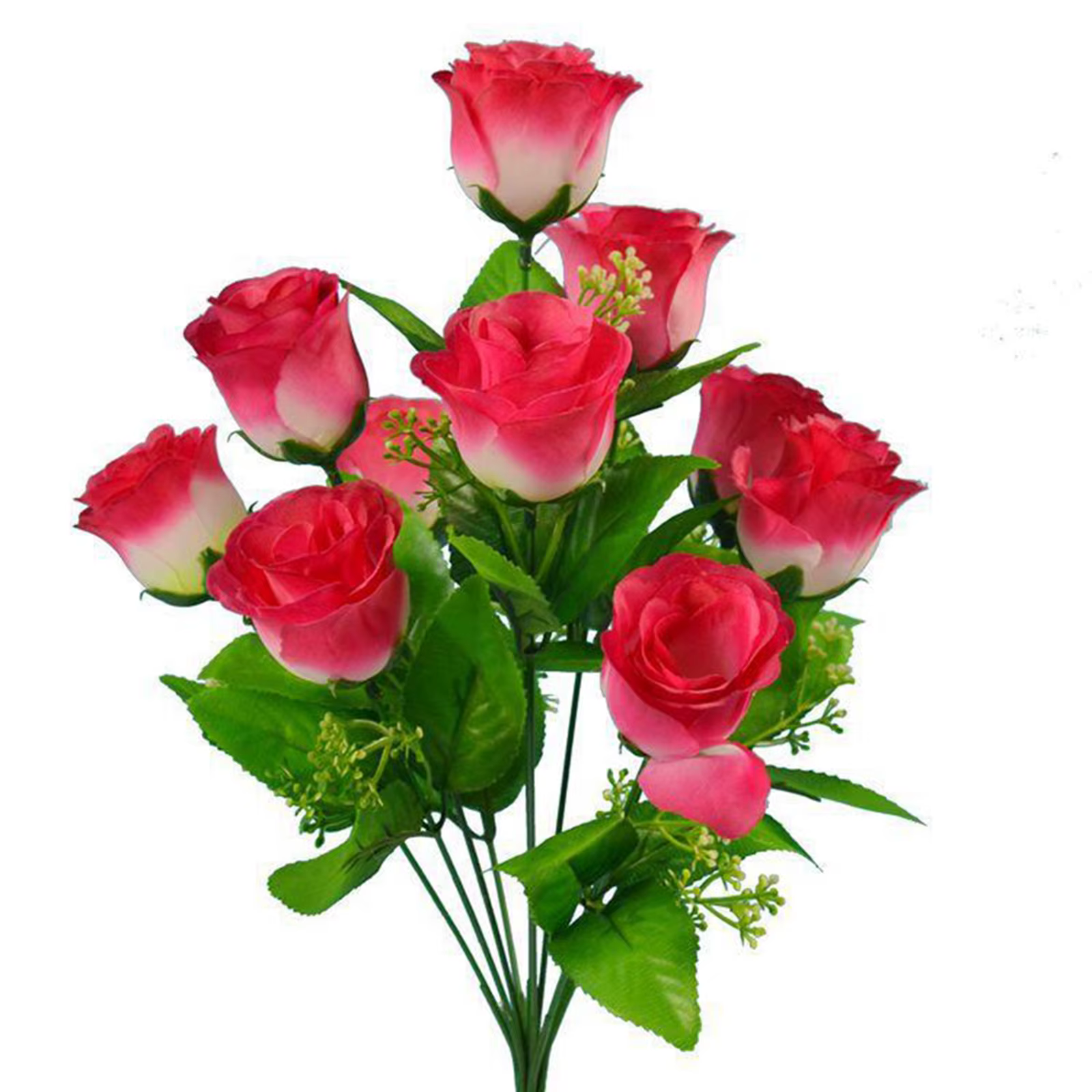 10 têtes tiges artificielles soie fausses fleurs Rose bourgeon Bouquet de mariée de mariage