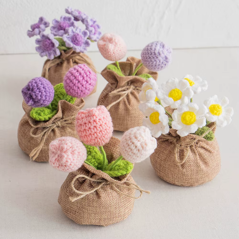 Belle tulipe Crochet en pot tricoté tulipes