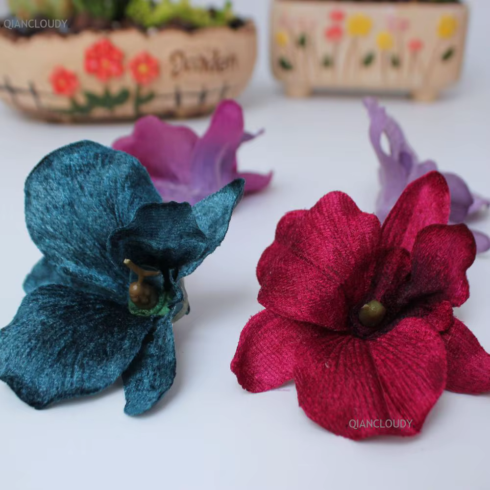 Qiancloud-Orchidée artificielle en velours pour mariage