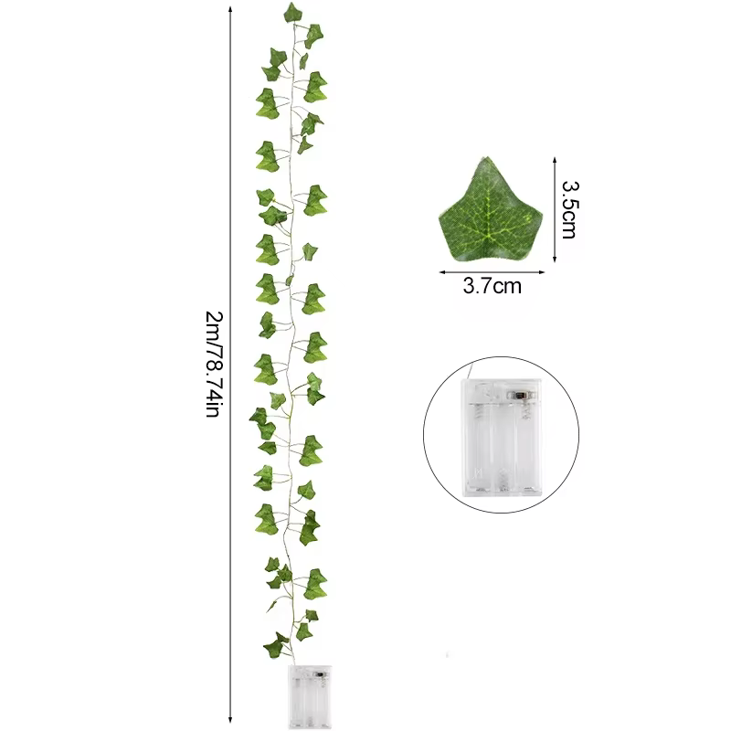 2/5/10M feuilles de soie fausse Creeper feuille verte lierre vigne LED chaîne lumières pour la maison mariage suspendus guirlande plantes artificielles décor