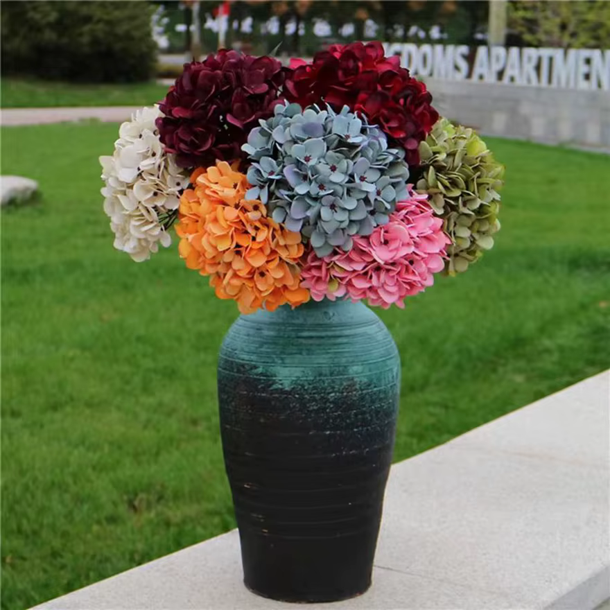 Fleurs artificielles hortensia mur de mariage maison festival décorations cuisine accessoire bricolage nuptiale bouquet scrapbook intérieur bonsaï