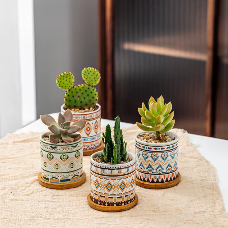 Pot de fleur en céramique géométrique circulaire