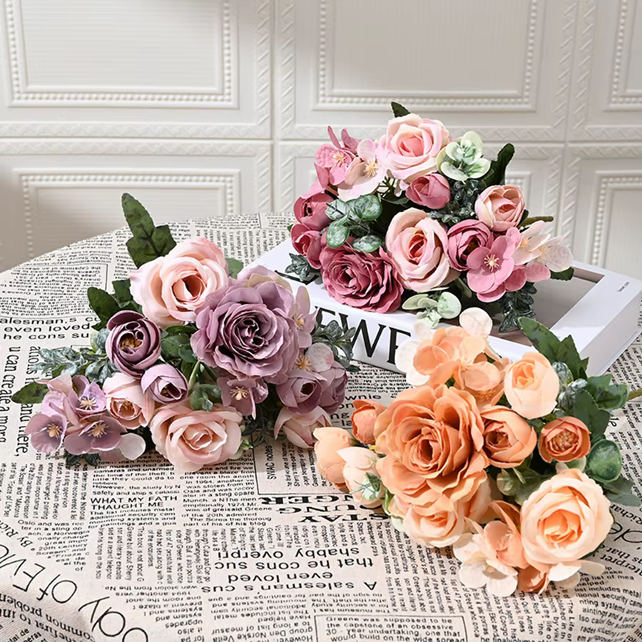 Fleurs artificielles de Haute Qualité Soie Rose Festival Maison Chambre Brial Accessoire De Mariage Couronne En Plein Air Cour Arche Décoration Cadeau
