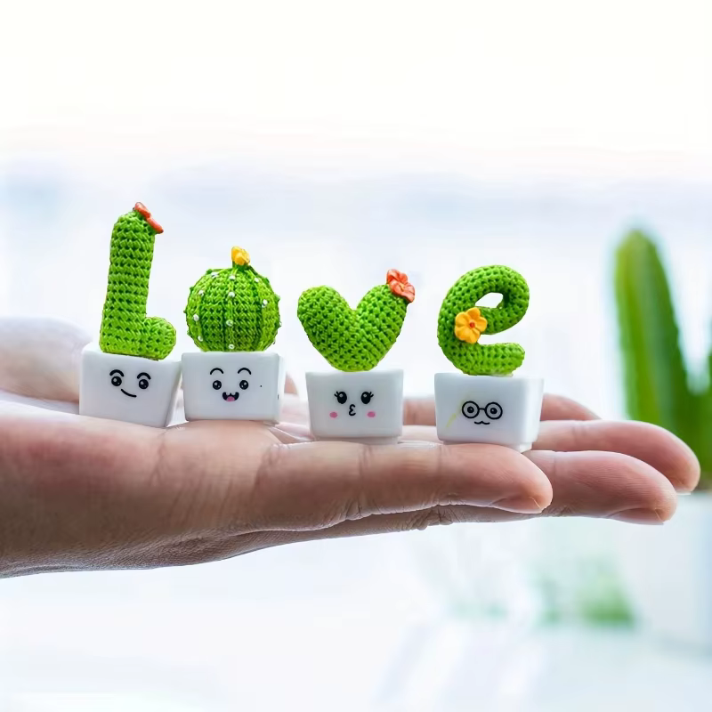 1 lot de 4, Cactus succulent en résine
