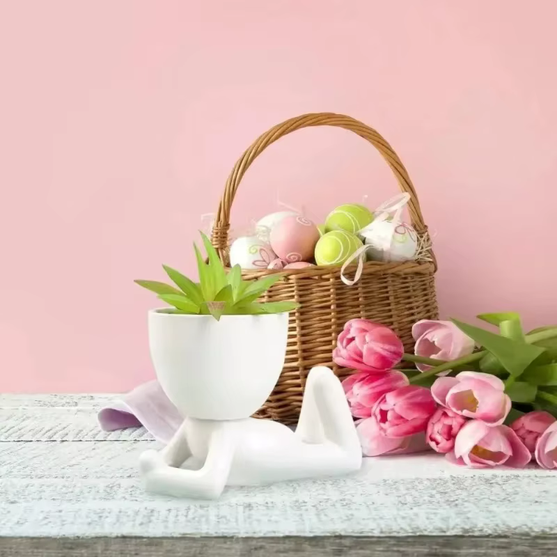 Pots de fleurs et jardinières de balcon en céramique blanche