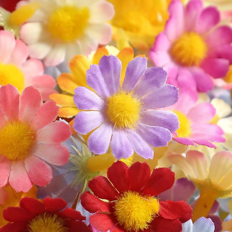 50/100pc Fleurs Artificielles Tournesol Soie Daisy Tête Valentine Maison De Mariage Décor BRICOLAGE Cadeau Scrapbook Faux Usine Festival Couronne
