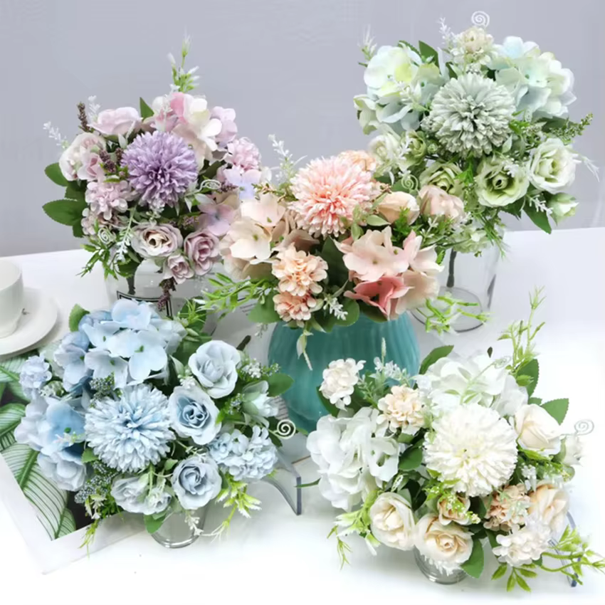 Fleurs artificielles De Mariée Roses Bouquet De Mariage Couronne Plantes Vases Maison Chambre En Plein Air Cour Décoration Accessoires Scrapbooking