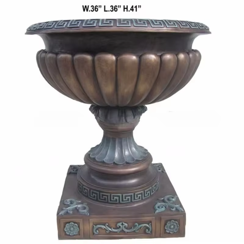Pot de fleur artisanal en métal, décoration de jardin extérieur, en fonte