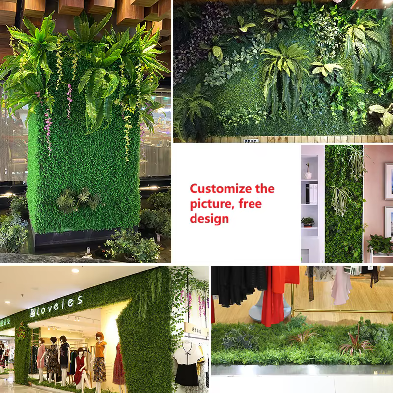 40*60 cm bricolage plante mur artificiel en plastique trèfle rouge feuilles magasin vitrine décorative Simulation murale plantes vertes murs