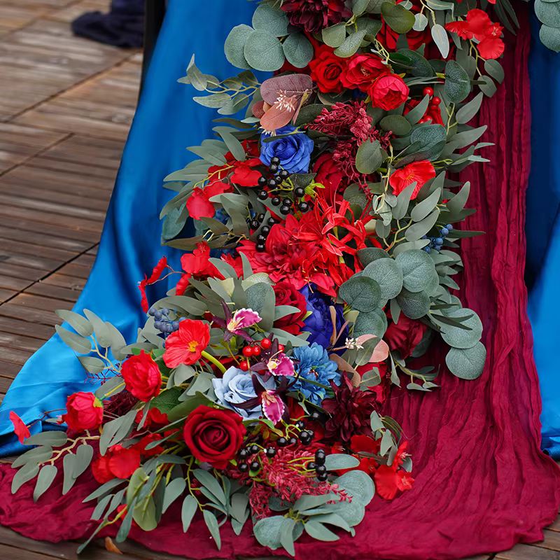 Plantes rouges et bleues