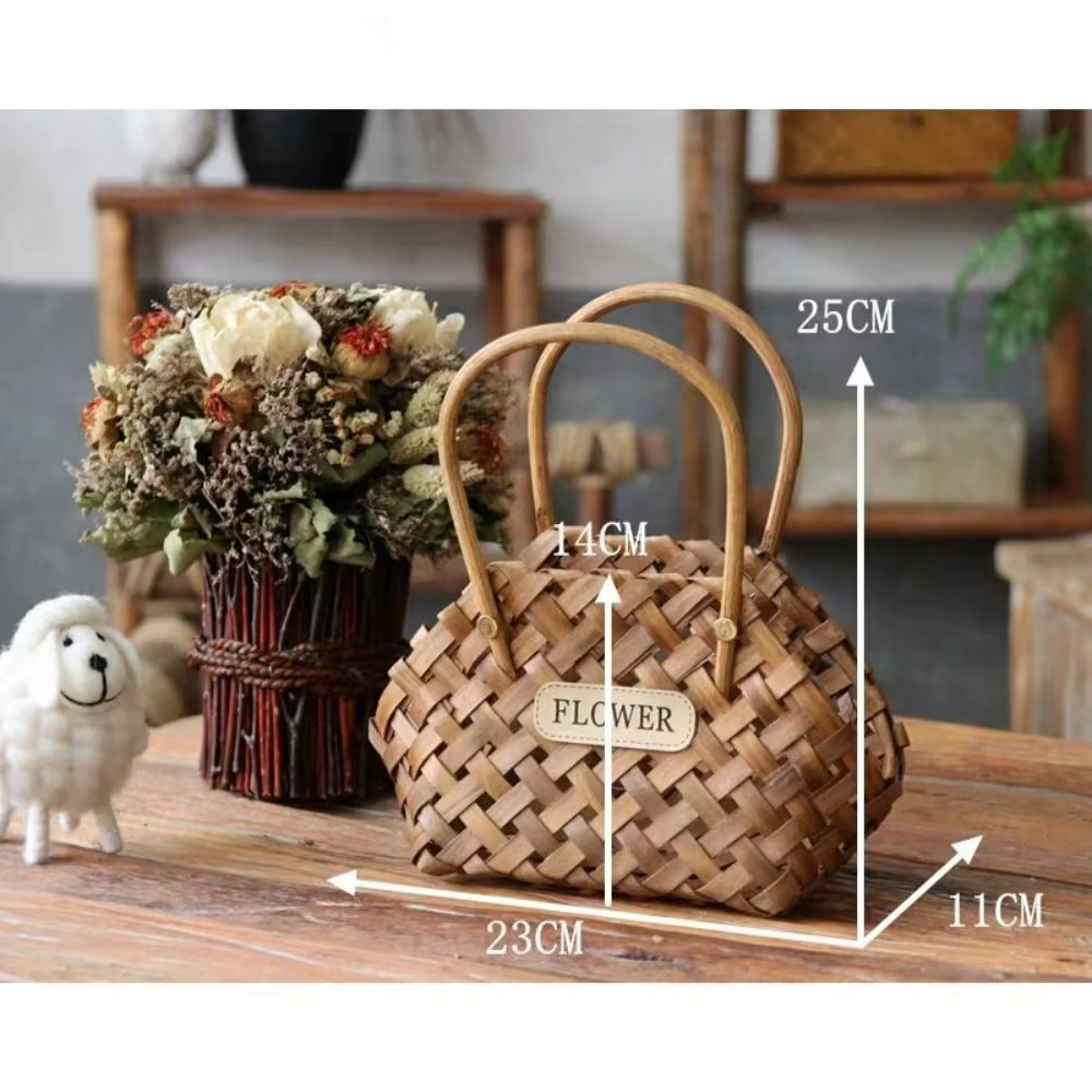 Mir à Fleurs Tissé en Bambou, Fait à la Main, Cache-Pot Décoratif