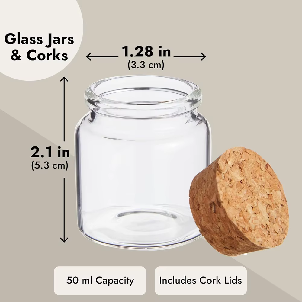 Petits bocaux en verre avec bouchons en liège