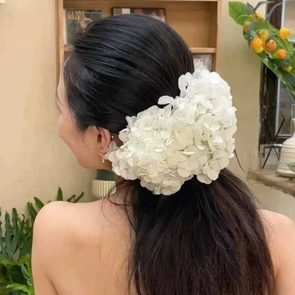 Nouvelle coiffe de mariée blanche en fleurs d'hortensia, style français, élégante, bijoux de cheveux de mariage, accessoires pour cheveux