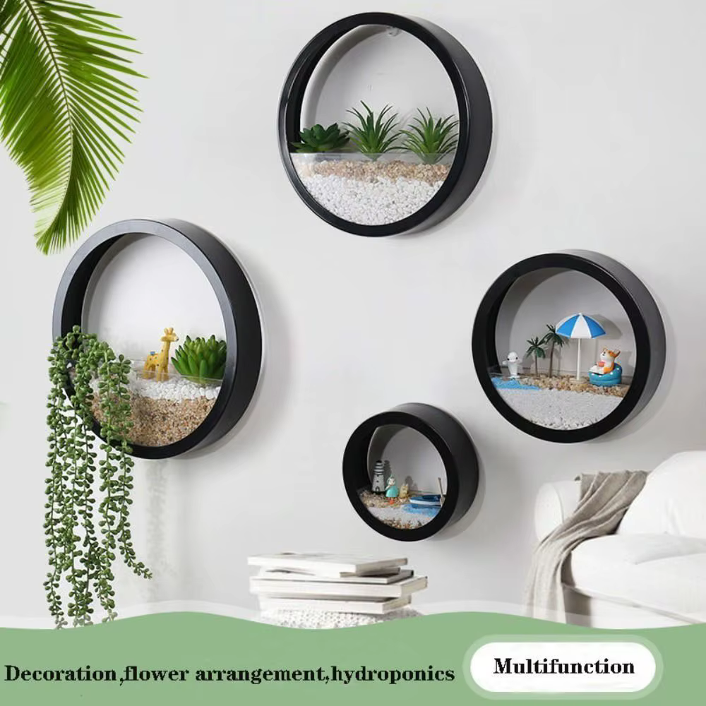 Décoration murale Arrangement de fleurs mural sans poinçonnage Pot de fleur ornements plante conteneur Pot