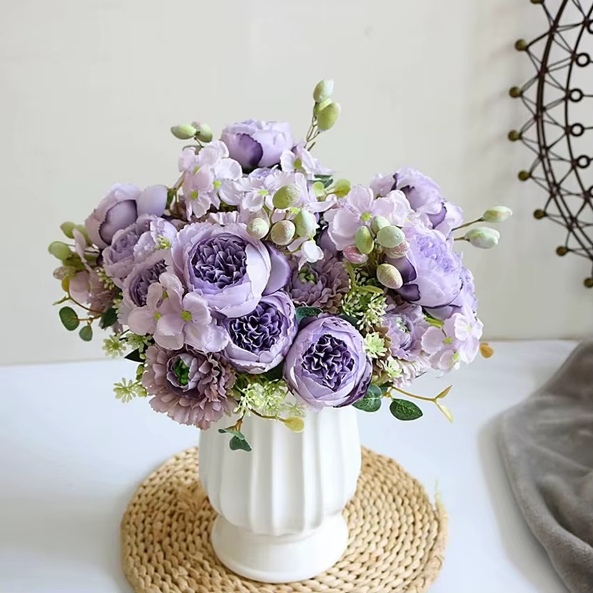 Fleurs artificielles Venus Rose Bouquet De Soie