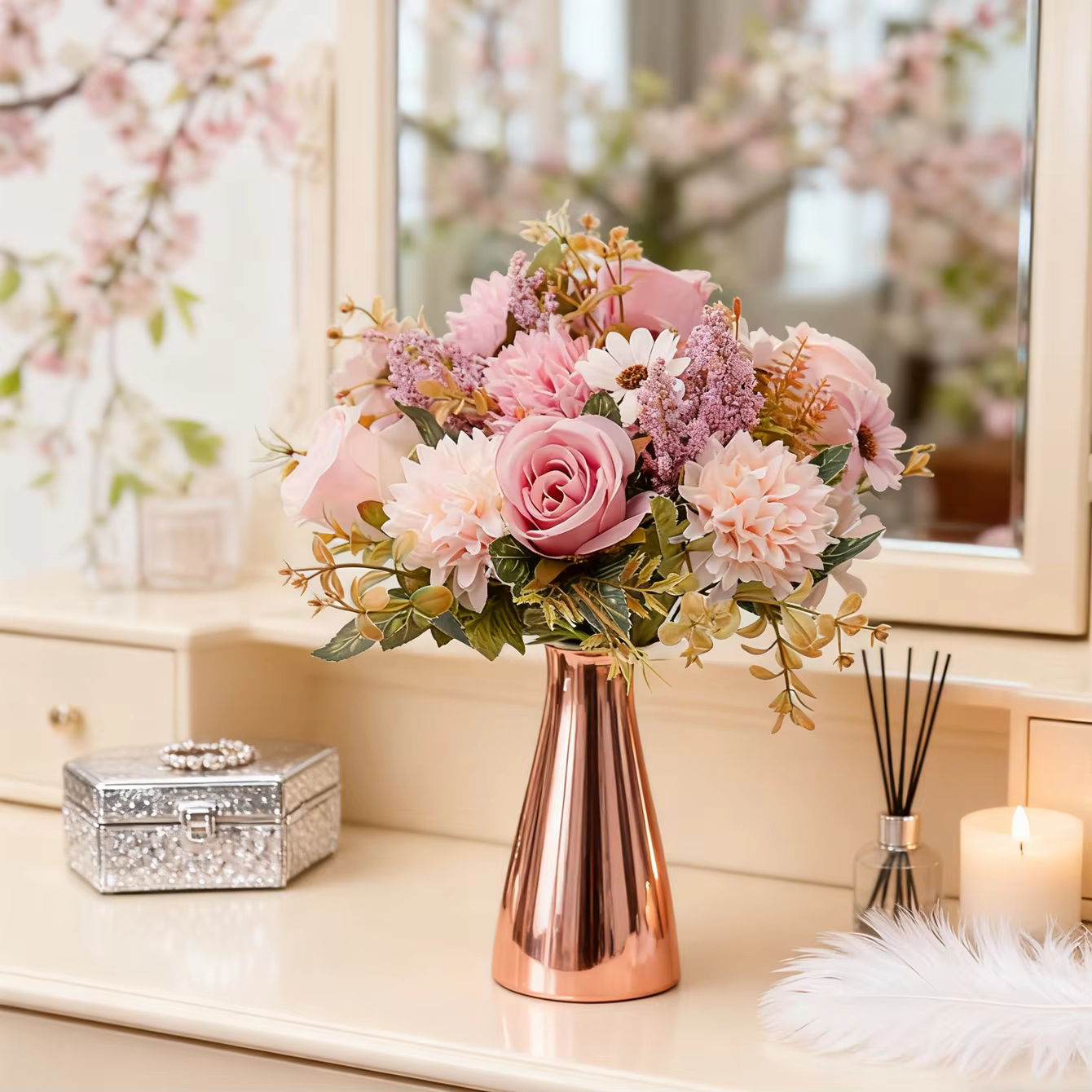Bouquet de roses artificielles pour la saint-valentin