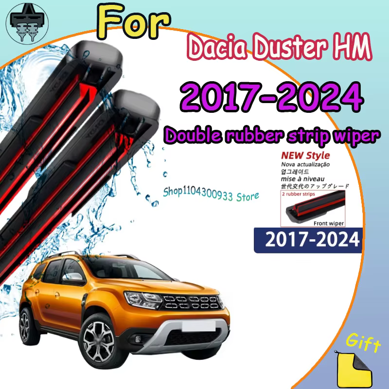 Pour Dacia Duster HM 2017-2024 2018 2019 – Balais d'essuie-glace avant silencieux et durables compatibles – Accessoires de pare-brise automobile