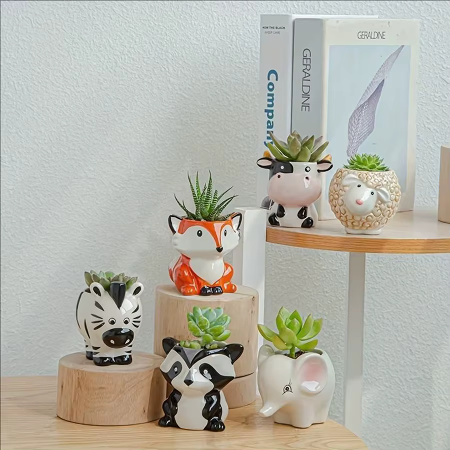 Pot de fleurs en forme d'animal de dessin animé
