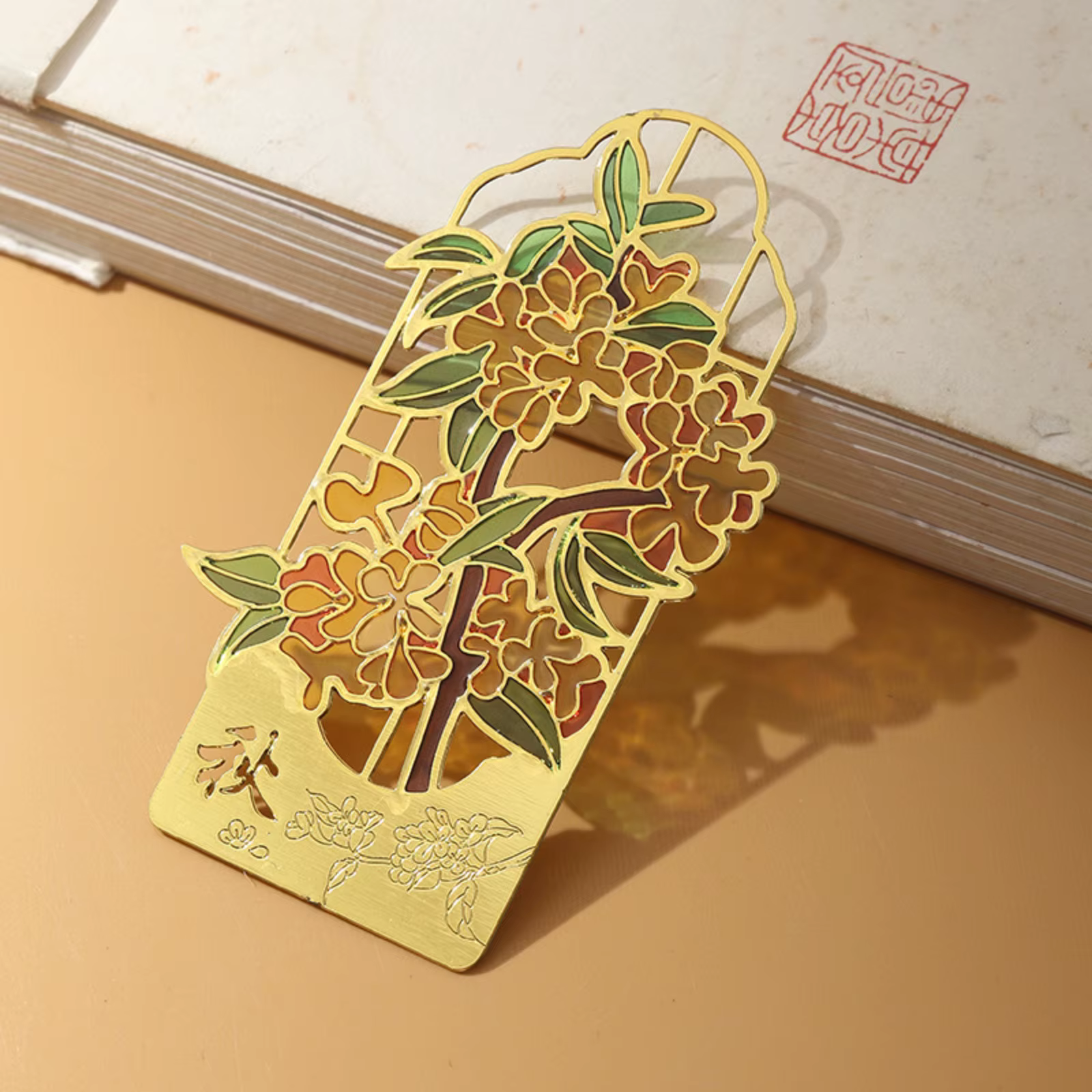 Marque-pages en métal à motif floral ajouré quatre saisons