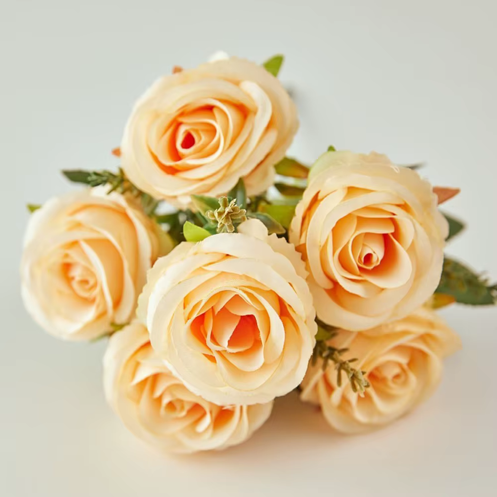 Bouquet de fleurs artificielles en soie Rose 30cm