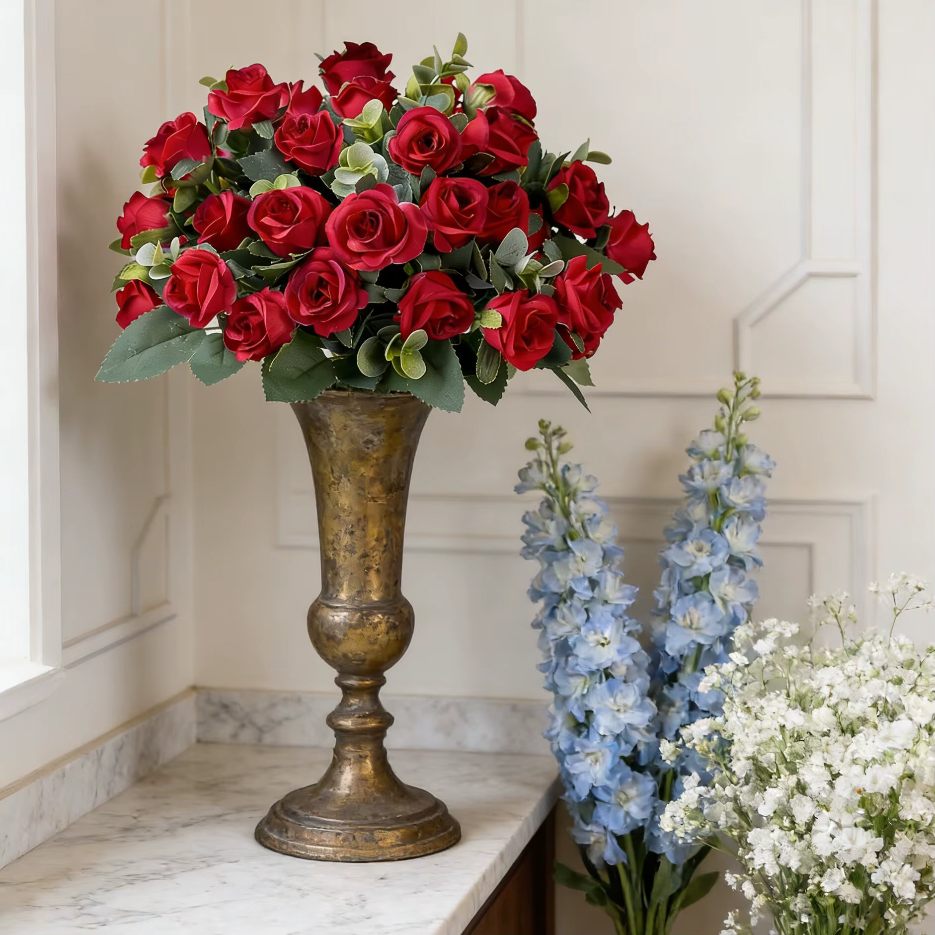 Roses artificielles en soie