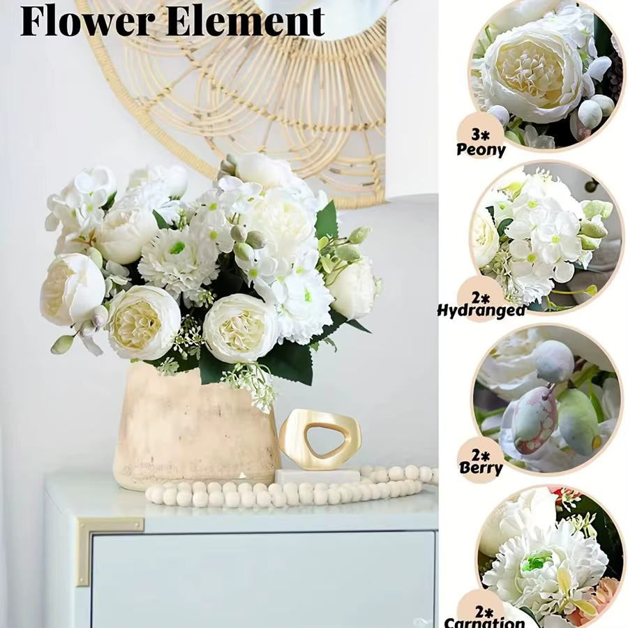 Fleurs artificielles Vénus rose Bouquet Soie