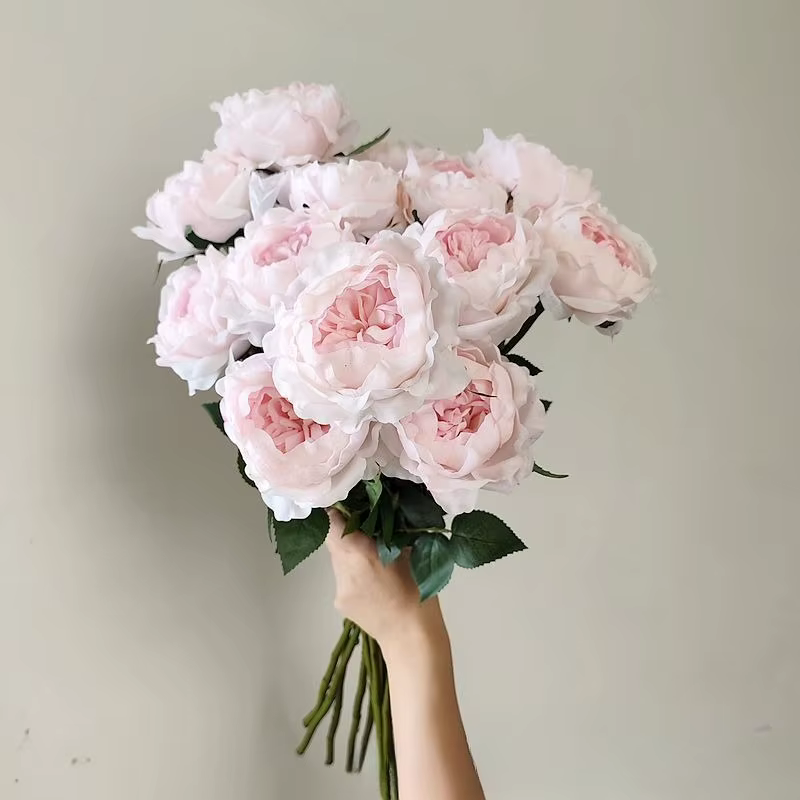 3 pièces de fleurs artificielles de pivoine hydratantes au toucher réel