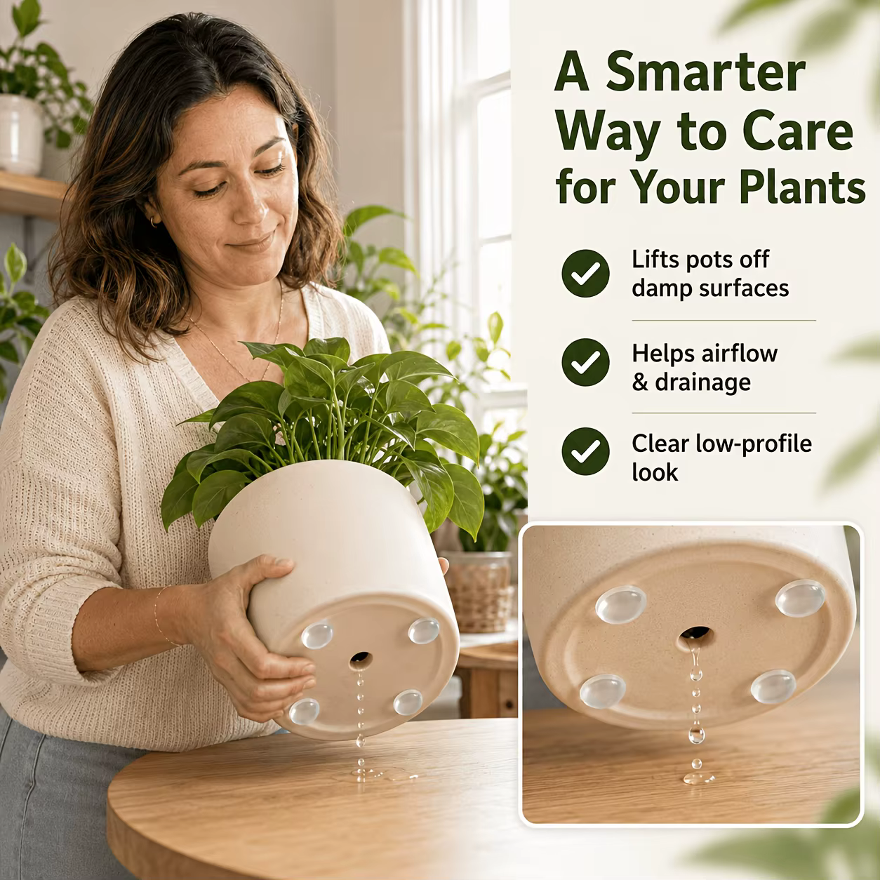 Rehausseurs de plantes antidérapants autocollants